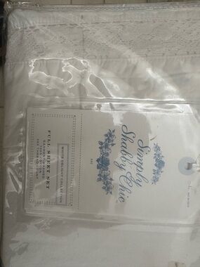 Simply Shabby Chic White Lace Trim Full Sheet Set